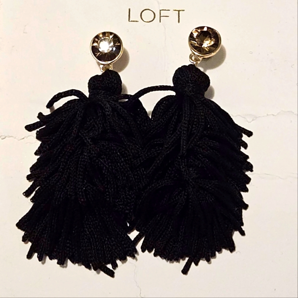 LOFT Black Tassel Earrings